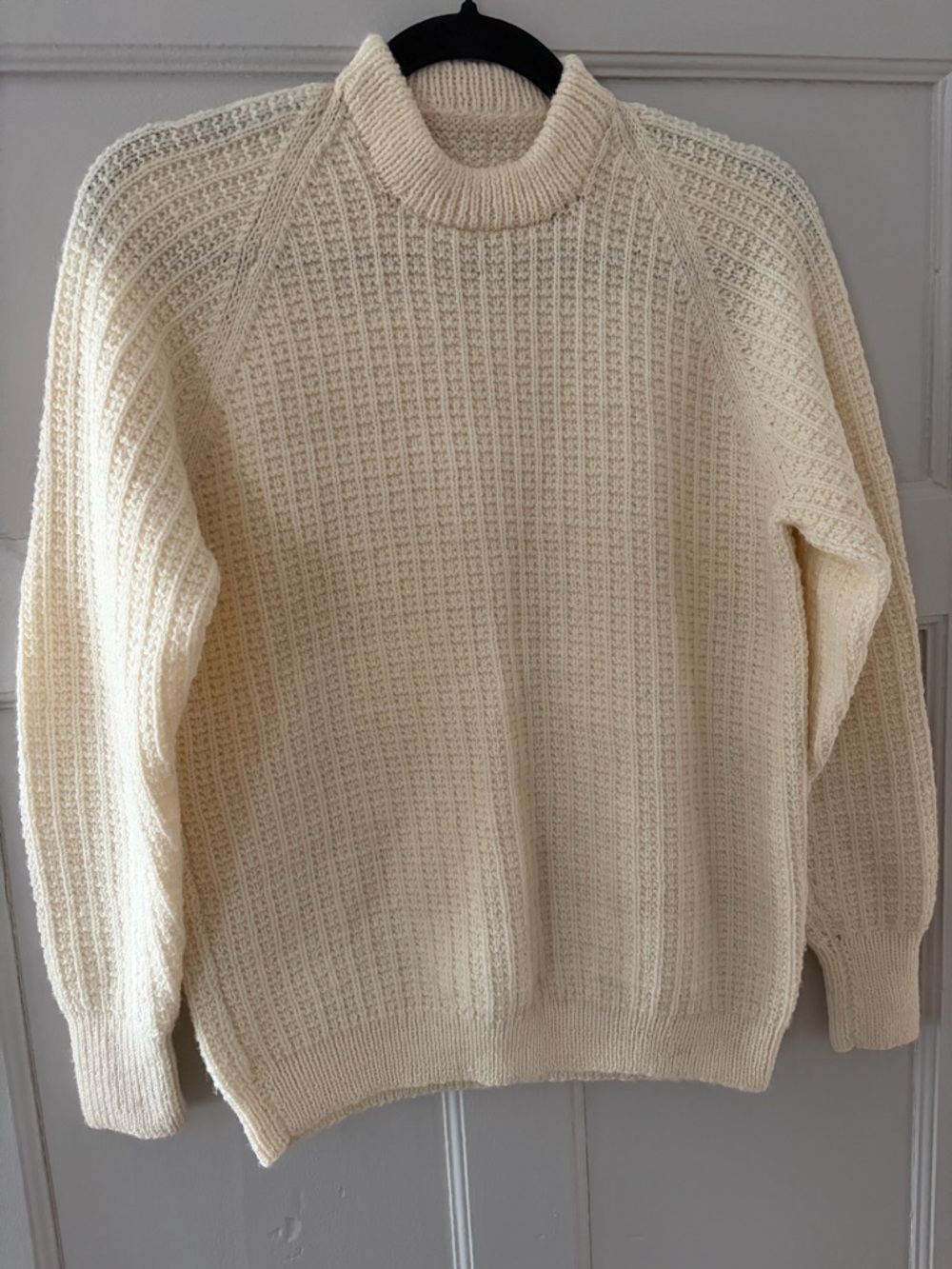 Vintage Hand Knit Cream Crewneck Sweater - Picture 3 of 5